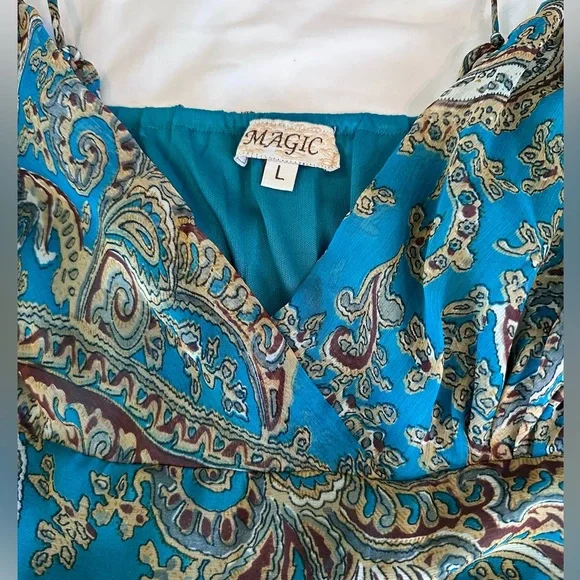 Teal paisley maxi dress Sz L - Picture 4 of 4